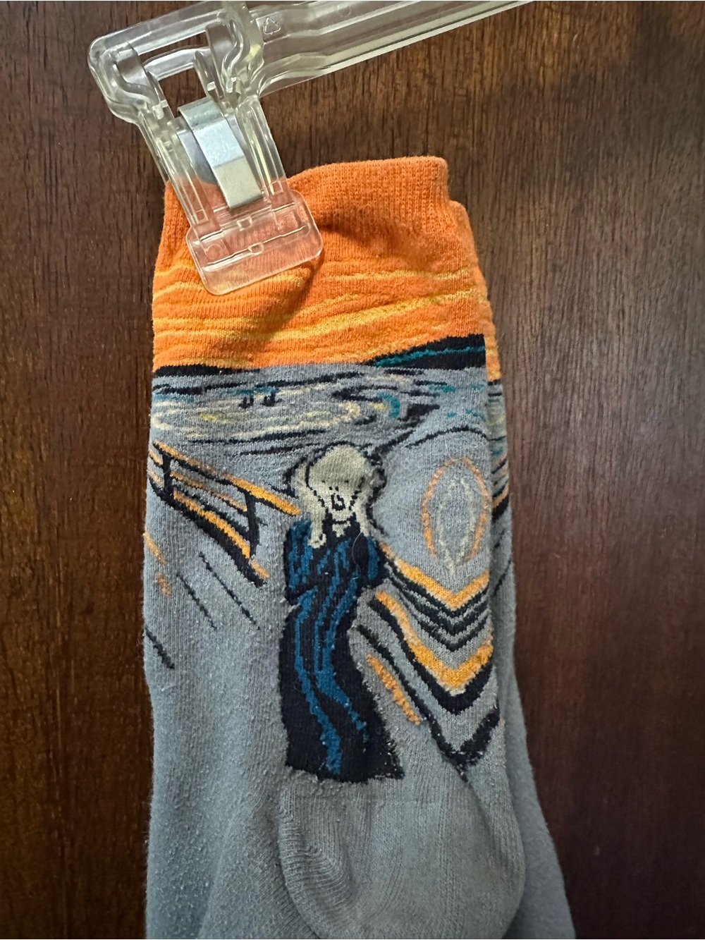 'The Scream' Edvard Munch Crew Socks - Orange & Gray